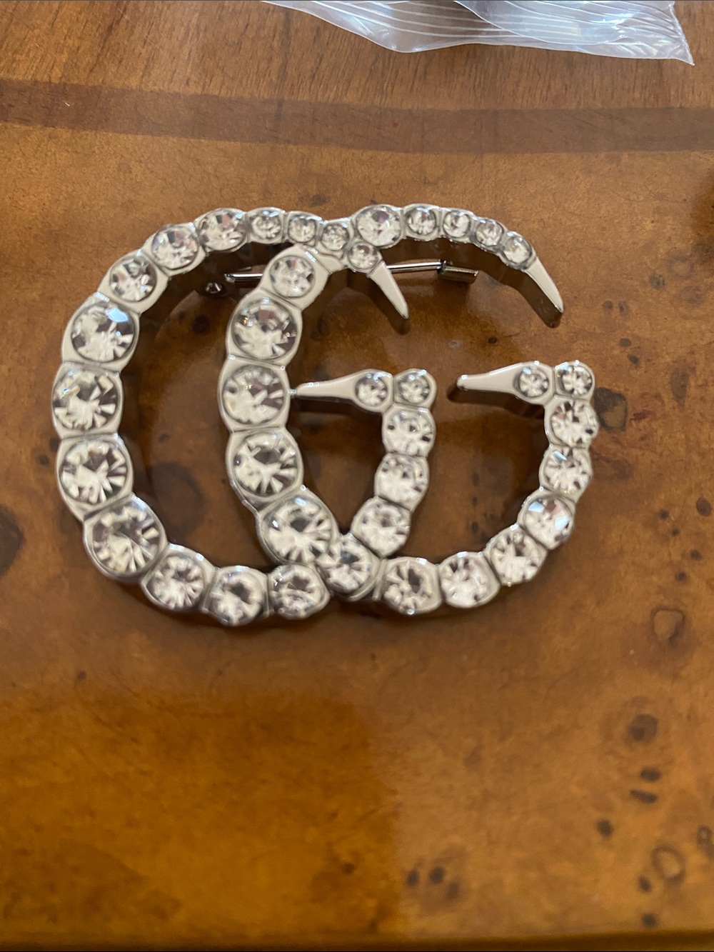 Fashion Jewelry Silver Crystal Double G Brooch